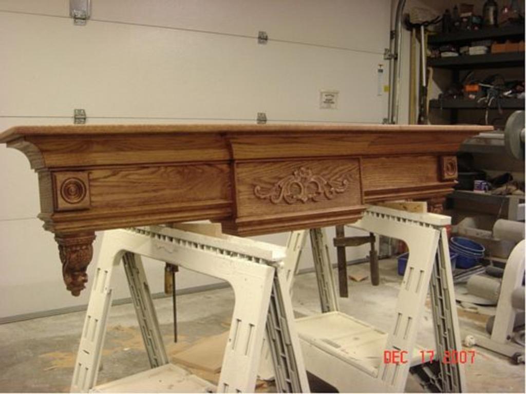 I custom built this mantel to match the customers furniture